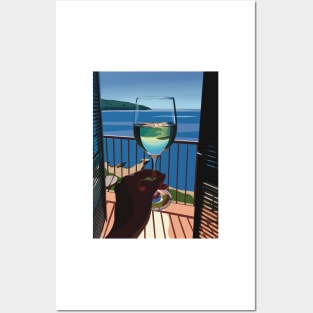 Wine Ocean view Europe Ilustration Posters and Art